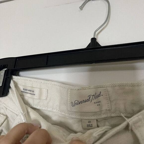 Universal thread ivory white relaxed wide leg pants size US 4 regular - Picture 2 of 4